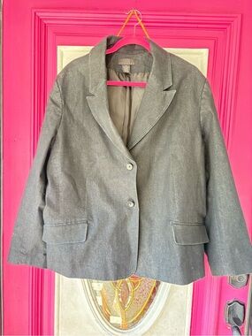 attention Gray Two-Button Tailored denim Blazer